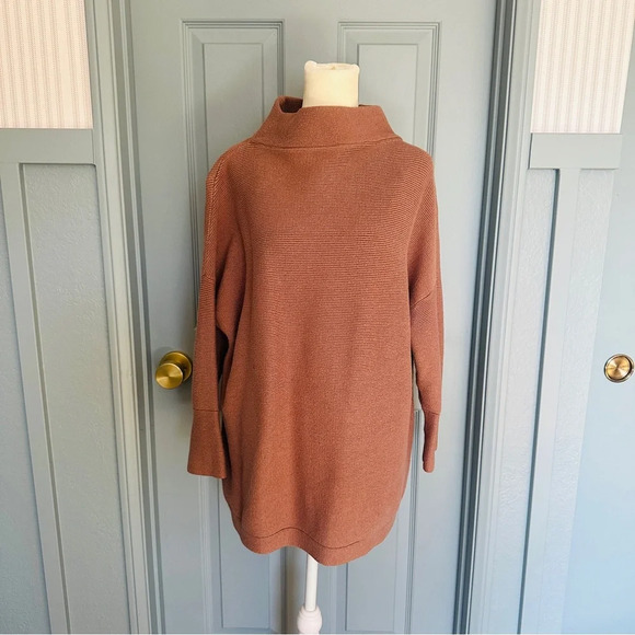 Anrabess Women's Casual Turtleneck Long Sleeve Loose Oversized Sweater Brown L - Picture 2 of 11